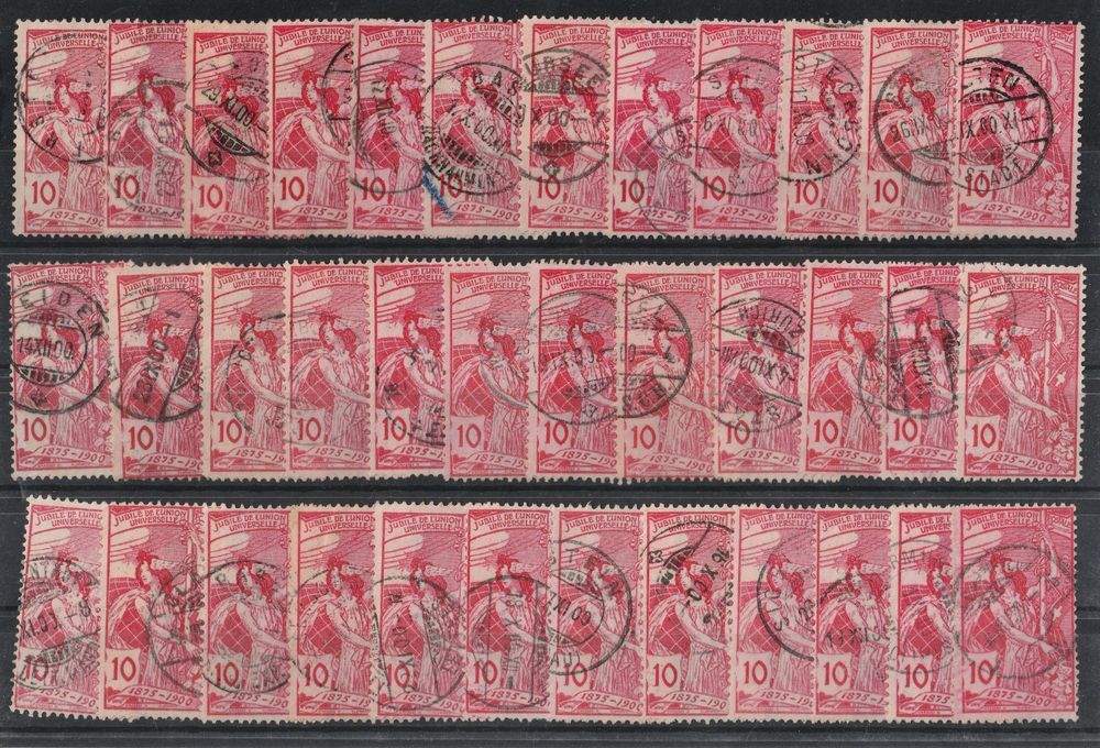 Doublettenlot 78B UPU 1900 10 Rp rot, gestempelt (Gebraucht) in Kradolf ...
