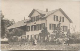 Landwirtschaft/Bauernfamilie mit Kuh 1920 Sonnenhof SG/TG?