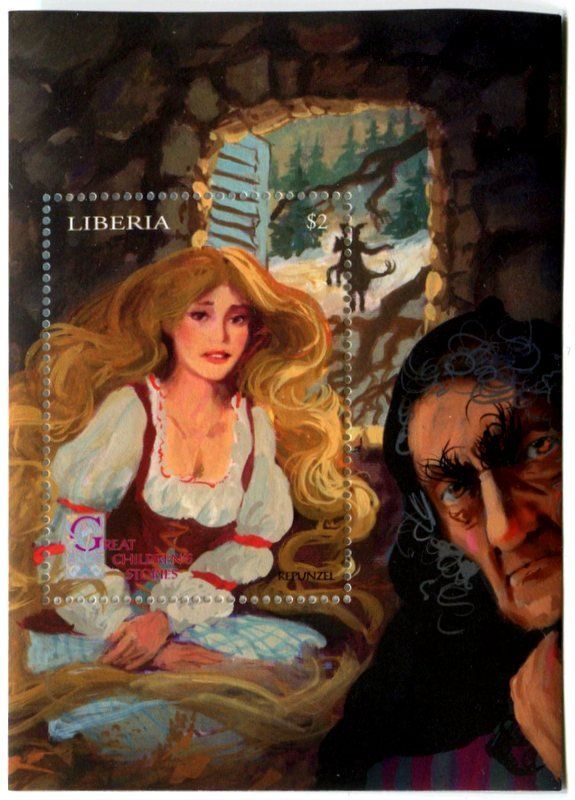Tutti i francobolli: Block "Märchen. Rapunzel". Liberia. – Nuovo e nell'imballaggio originale da Basel venduto da Butsch5