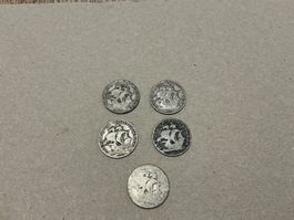 5 x 2.50 Esudos Portugal Silber