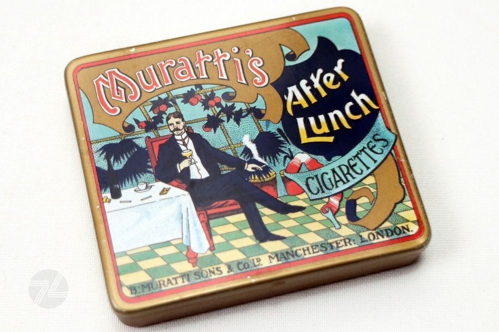 Vintage Tin Can Muratti Cigarettes Berlin Sunburst