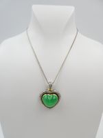 VINTAGE HERZ SMARAGD CABOCHON COLLIER MIT DIAMANTEN