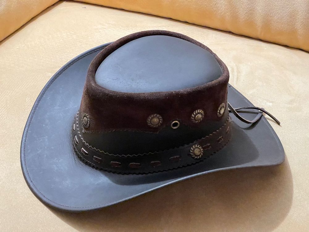 Damen Westernhut Leder - Cowboyhut Verstellbar Mit Aufrollbarer Krempe