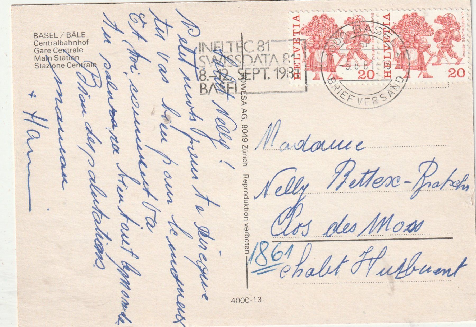 Cartoline postali: Basel Centralbahnhof um 1987 – Usato da Lumbrein venduto da made02 1