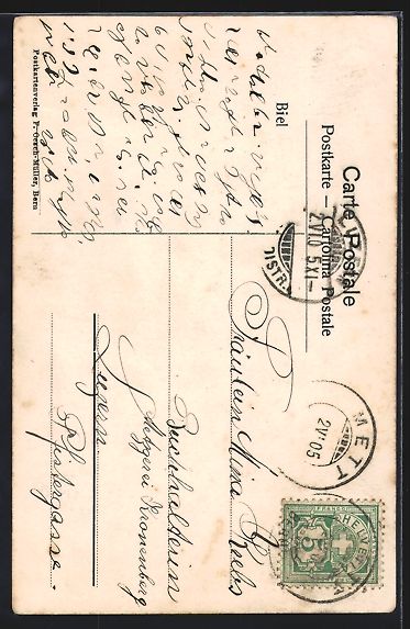 Cartoline postali: AK Biel, Strassenpartie mit Brunnen – Usato da Berlin venduto da bartko-reher 1