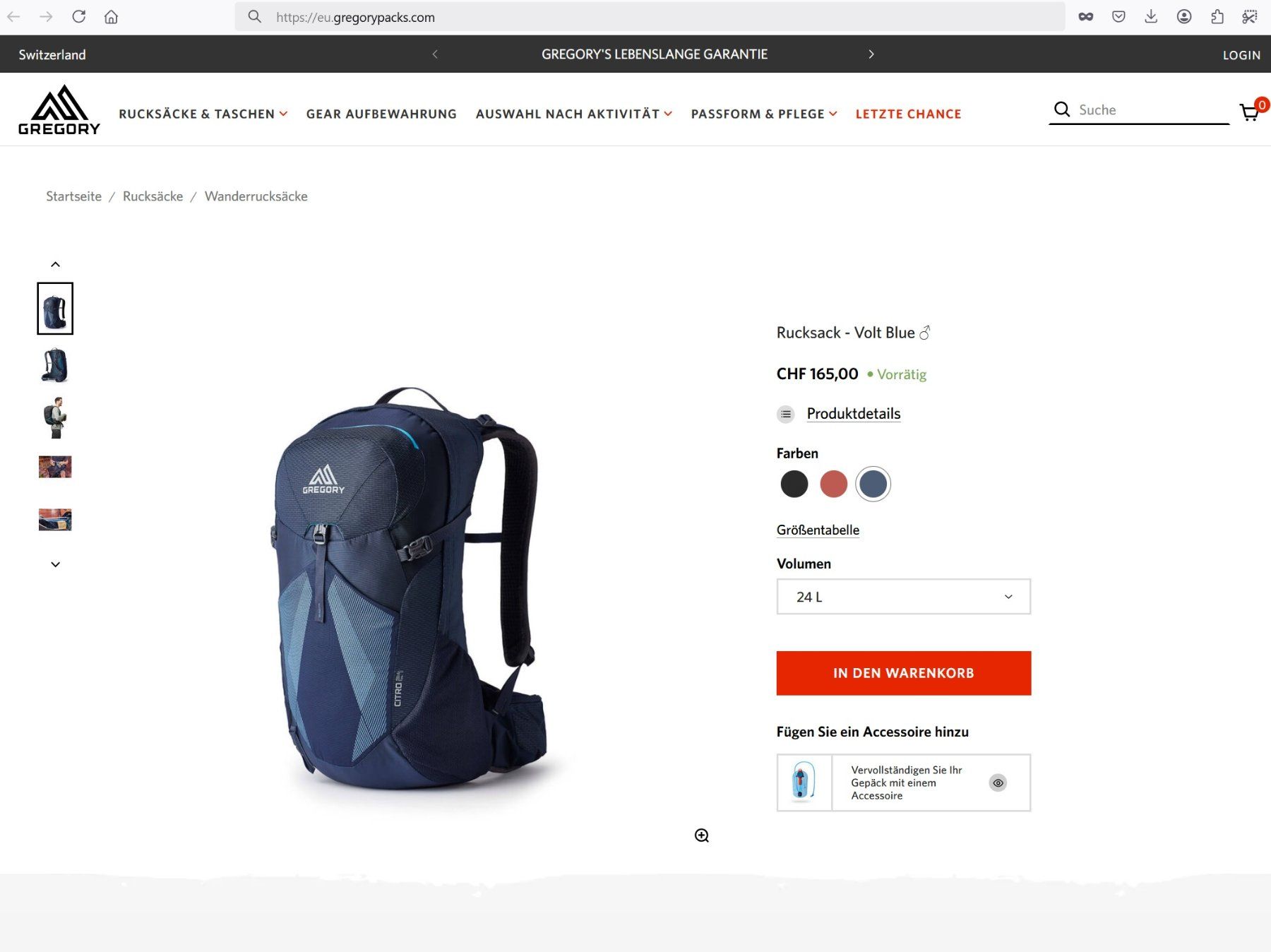 Gregory Zaini: 165 Fr NEU Gregory Wanderrucksack Regenschutz Backpack Bag – Nuovo e nell'imballaggio originale da Steffisburg venduto da Erdling0 1