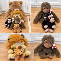5 Plüschtiere Set – Grosser Teddybär, Löwe, Affen & kleiner