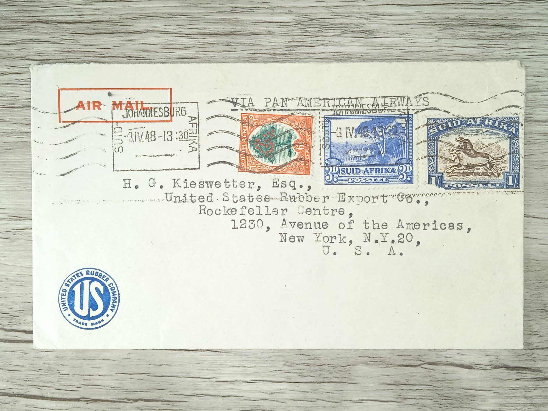 Tutti i francobolli: TR05 Enveloppe + Timbre Sud Afrika 1948 – Usato da Cousset venduto da Patrick_Collections