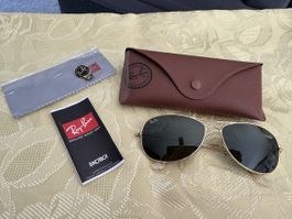 Sonnenbrille Ray-Ban Aviator Gold Metall mit Etui Neu!!!