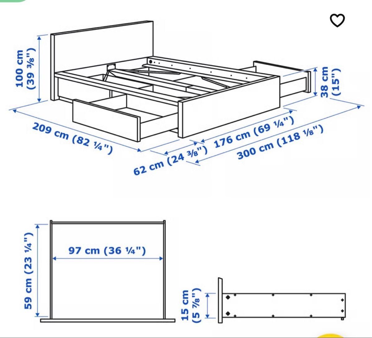 Ikea Letti: Bett 160x200, inkl. 2 Lattenroste, Ikea Malm – Usato da Neftenbach venduto da Frriedri 9