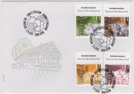 Bauernhof Tiere Serie mit TAB (dt) auf illustriertem FDC