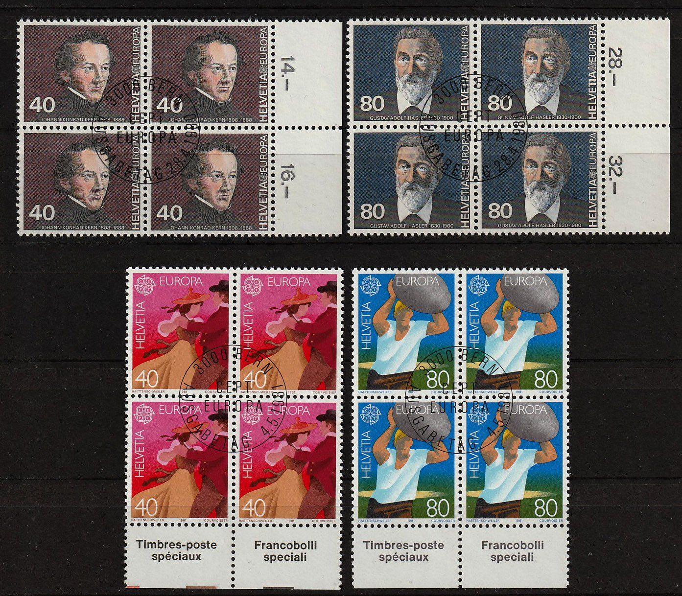 Tutti i francobolli: 1980-1981 2 4er-Block-Serien Europa ETS – Usato da Arlesheim venduto da gaugi43