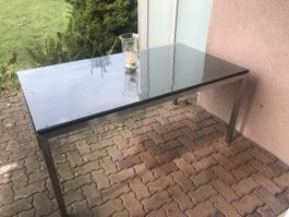 Glastisch Edelstahlgestell rechteckig Outdoor Tisch 160x80cm