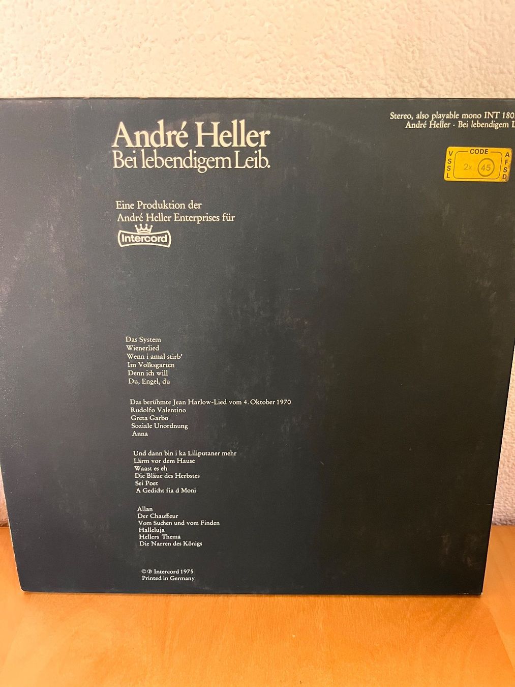 Dischi in vinile: André Heller : Bei lebendigem Leib, Schallplatte – Usato da Rüdlingen venduto da Timber_11 1