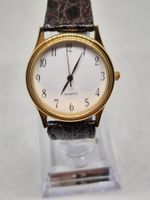 Vintage-Damenuhr, braunes Kunstlederarmband