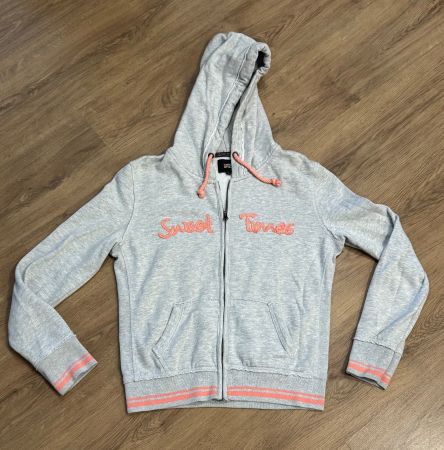 Grauer Zipper mit Kapuze - Gr. L