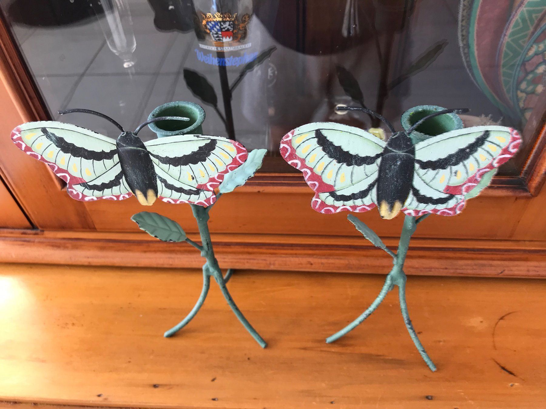 Portacandele: 2 x KERZENSTAENDER "SCHMETTERLINGDESIGN" – Usato da Hugelshofen venduto da seagull 2