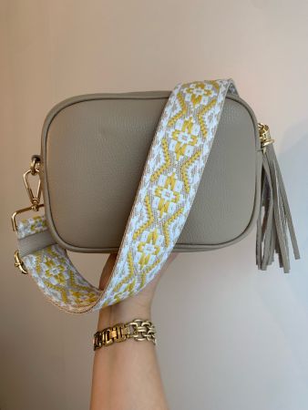 Edle Crossbody Bag Taupe -Echt Leder- inkl. Taschengurt