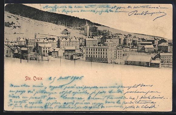 Cartoline postali: AK Ste. Croix, Vue generale, 1906 – Usato da Berlin venduto da bartko-reher