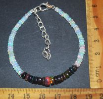 Armband L-6941 – Äthiopische Feuer Schwarz & Weisse Opal Ron