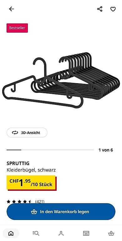 Appendiabiti: 30 Kleiderbügel schwarz – Usato da Chur venduto da jon_hd6n 2