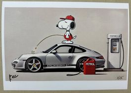 KeC: Snoopy - Porsche Tankstopp, signiert 3/15