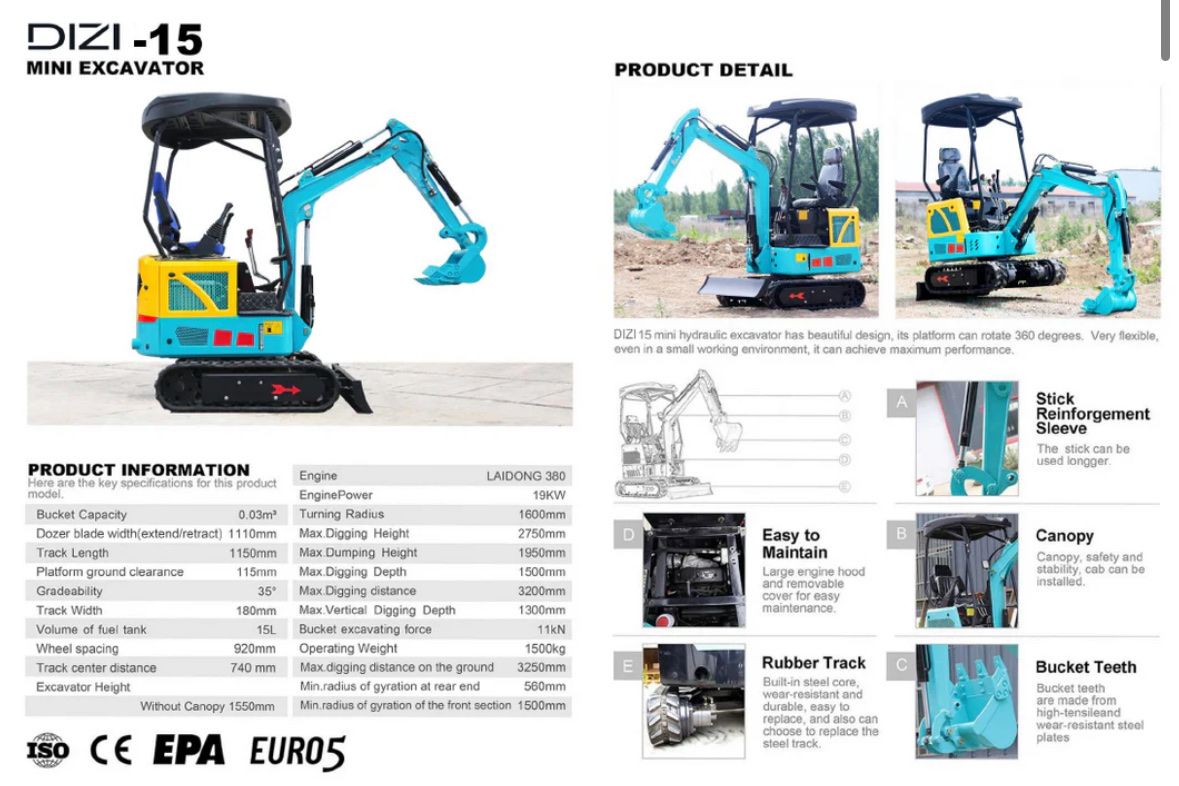 Excavateurs: Bagger 1.5T 250h / 2025 Super Prix – Neuf (Voir description) à Orpund par dizi.98 6