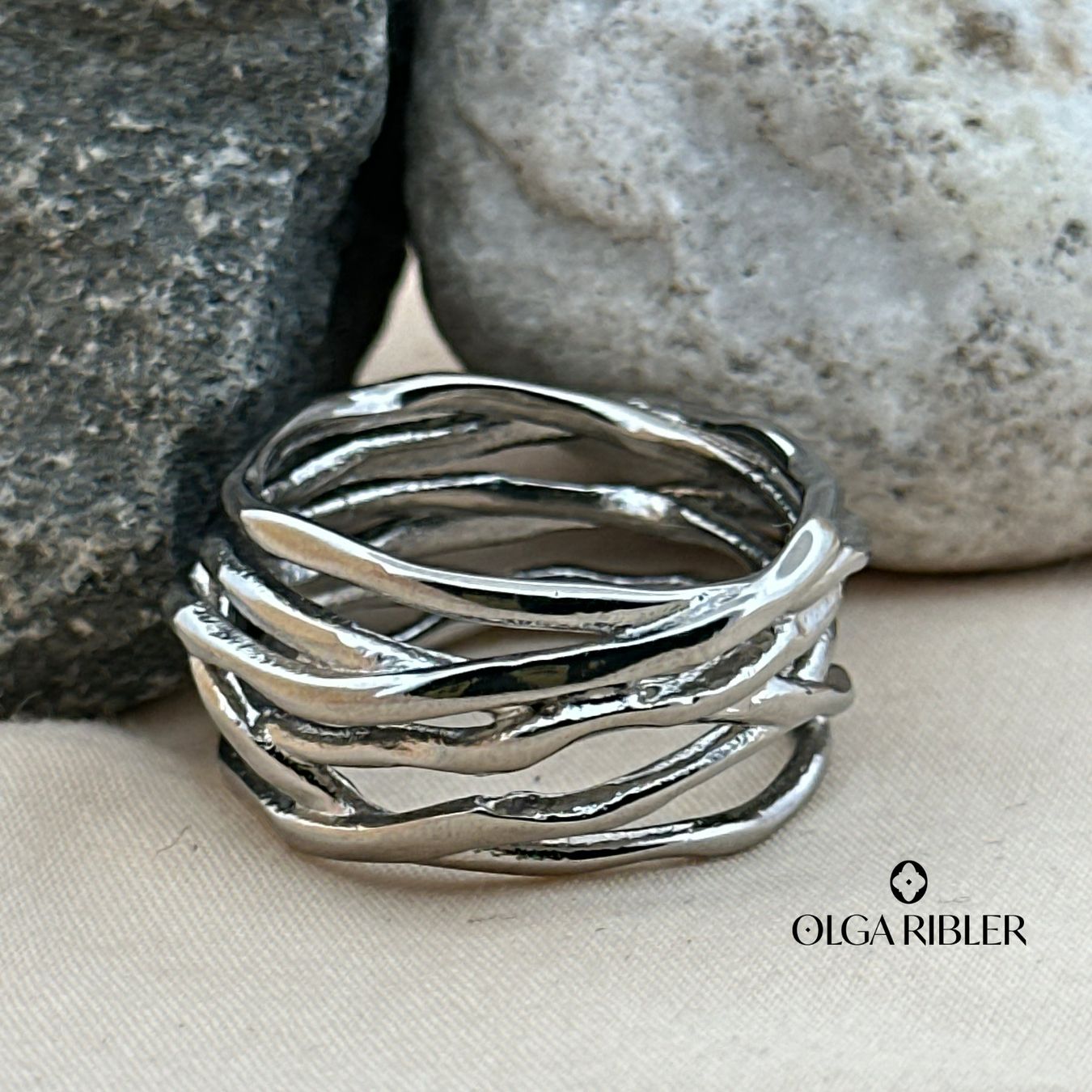 Olga Ribler Ringe: Edelstahl Spaghetti Ring Grösse 60 – Neu (gemäss Beschreibung) aus Luzern von Schmuckoutlet