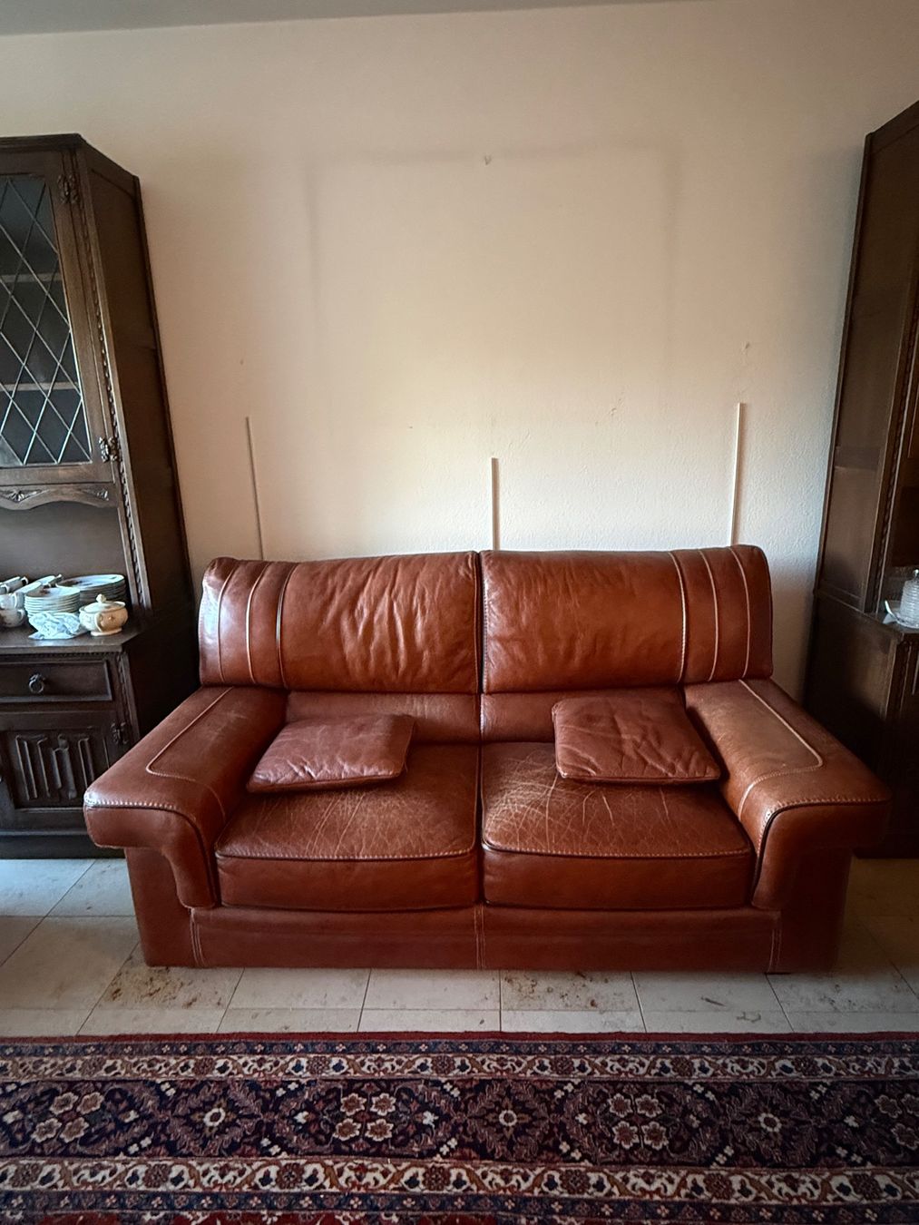 Divani: Echtleder Sofa 2-Sitzer Cognac Braun Vintage – Usato da Itingen venduto da uhu777 1