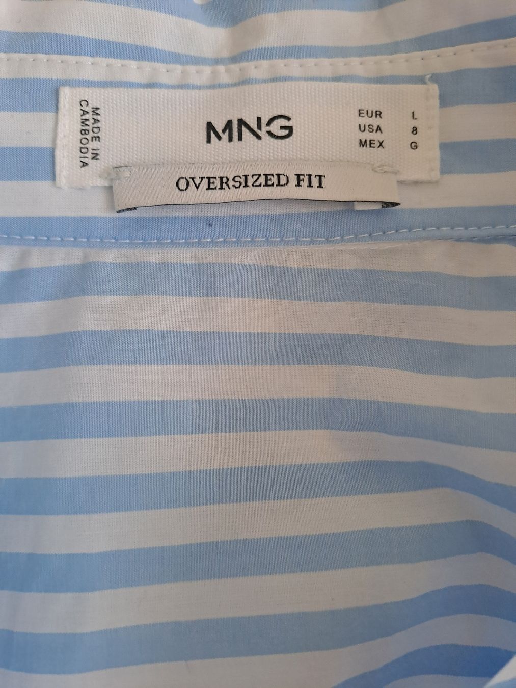 Mango Camicette: Chemise rayée MNG bleu clair/blanc T. L oversize looze – Usato da Saignelégier venduto da lei_y5w9 2
