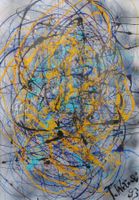 Ölgemälde im Jackson-Pollock-Stil, signiert 1993, gerahmt