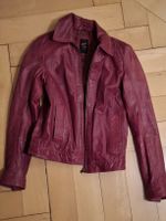 Bordeaux rote Lederjacke, Two Selection, Grösse 34