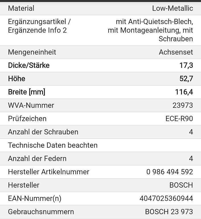 Tutti pezzi di ricambio auto: Bosch Bremsen – Usato da Kölliken venduto da Alihkh 2