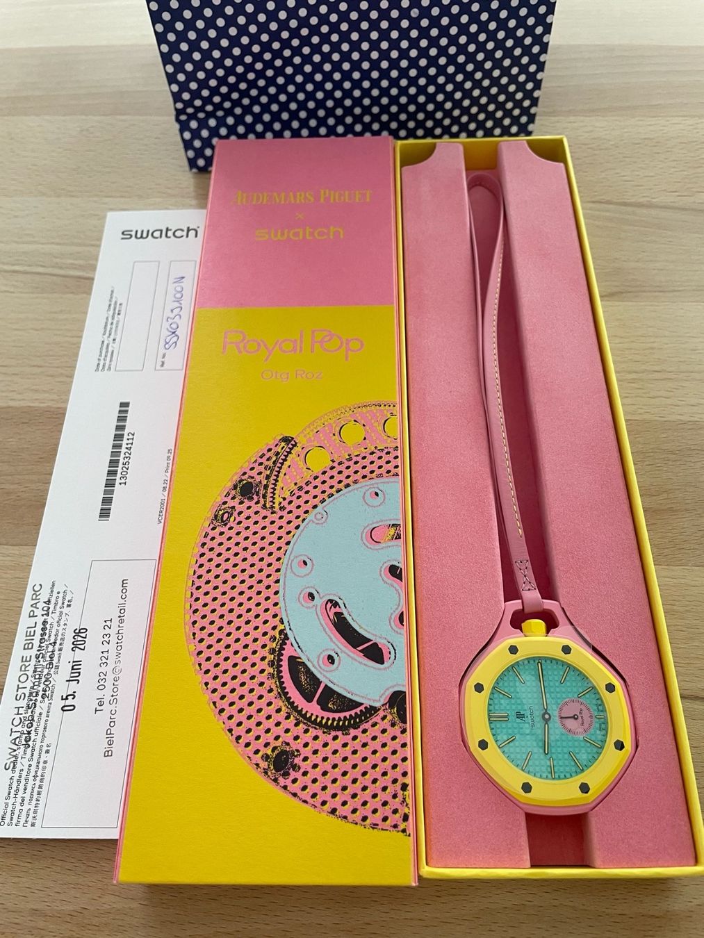 Swatch Orologi: Swatch pop Audemars Piguet OTG ROZ – Nuovo e nell'imballaggio originale da Biel/Bienne venduto da Jaggi6