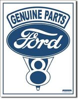 Blechschild-FORD V8 LOGO-GENUINE&PARTS - 30 X 40 CM