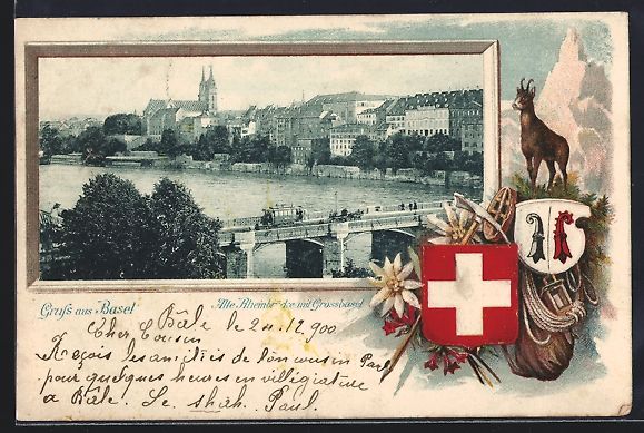 Cartes postales: Basel, Alte Rheinbrücke mit Grossbasel, – D'occasion à Berlin par bartko-reher