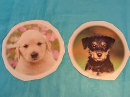 2 Sticker, Hunde, Dm: 17cm
