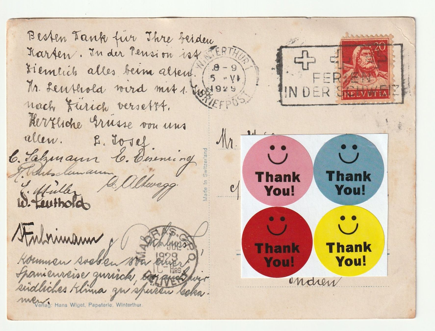 Cartoline postali: Postkarte 1929 Winterthur im Stadtgarten – Usato da St. Gallen venduto da Ricardo_Deals 1