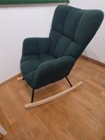 Fauteuil à bascule vert en tissu bouclé, état neuf