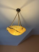 Vintage Alabaster-Hängelampe Ø 40 cm – funktionsfähig – warm