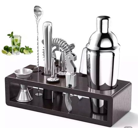 9 Teile/Satz Edelstahl Premium Cocktail Shaker Mixer /