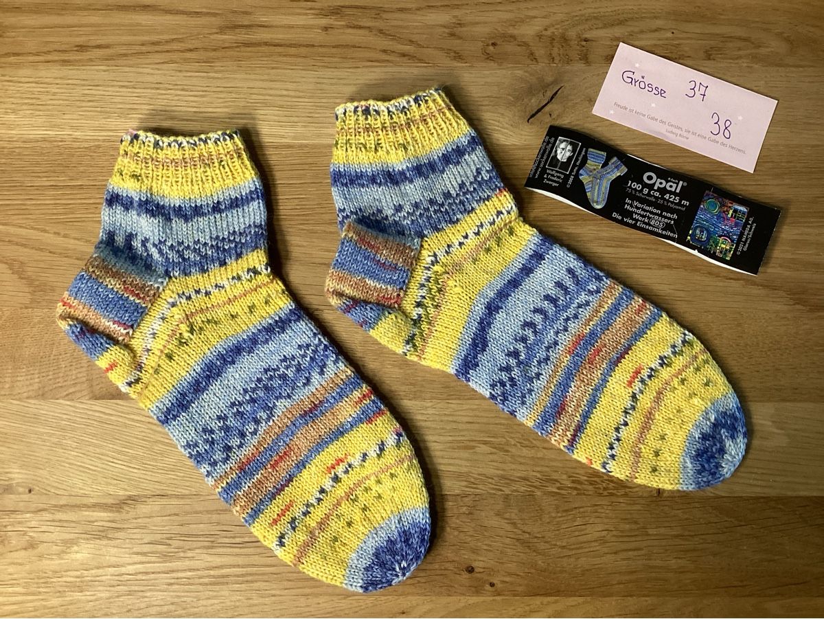 Calze: Wunderschöne, handgestrickte Hundertwasser Söckli – Nuovo e nell'imballaggio originale da Flawil venduto da kruemeli02 4