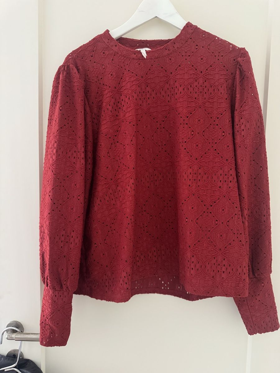 Camicette: OBJECT Spitzenbluse Bordeaux Rot Gr. XL – Usato da Basel venduto da Claire085