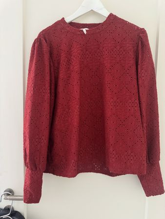 OBJECT Spitzenbluse Bordeaux Rot Gr. XL