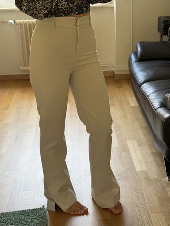 ZARA BEIGE WIDE-LEG TROUSERS