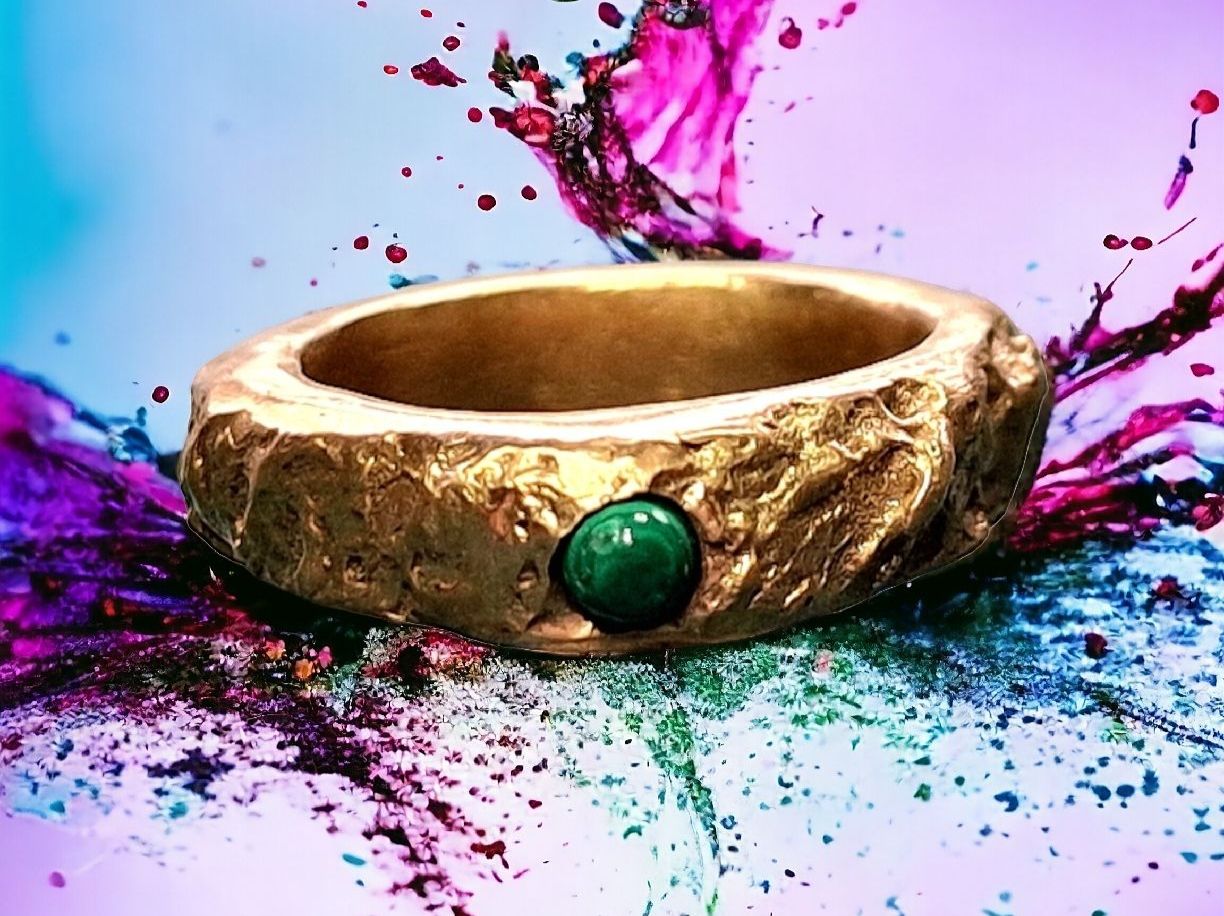 Anelli: Wilder Ring, Bronze & Malachit, Grösse 47. – Nuovo e nell'imballaggio originale da Aarau venduto da Schmuckhoehle_MD 3