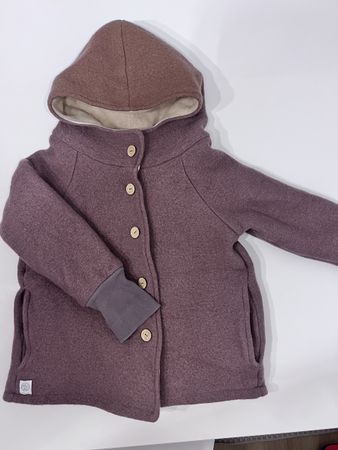 Warme Wollwalk Jacke mit Kapuze, Grösse 122