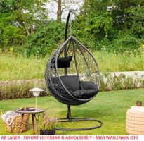 Polyrattan Hängesessel CUBA SCHWARZ - inkl. Regenabdeckung