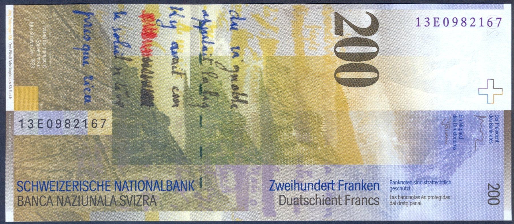 Banconote: Schweiz 200 Franken 2013 P-73e UNC – Nuovo (secondo la descrizione) da Schliern b. Köniz venduto da pizzitaxi 1