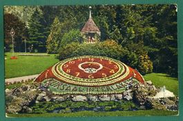 Interlaken, Blumenuhr im Kursaal, 1936, gelaufen